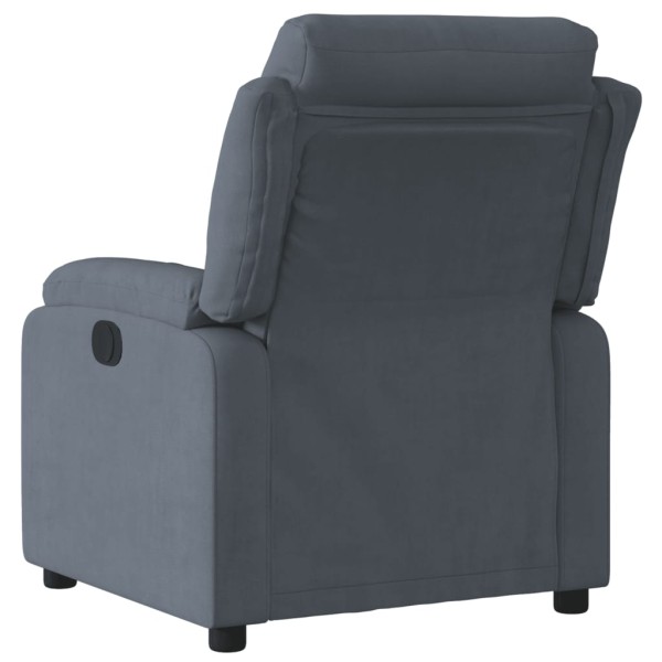 Sillón reclinable eléctrico de terciopelo gris oscuro