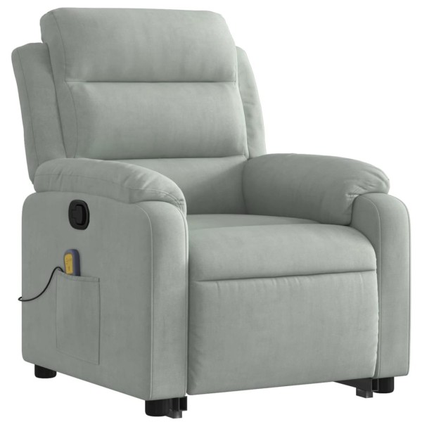 Sillón reclinable de masaje elevable terciopelo gris claro