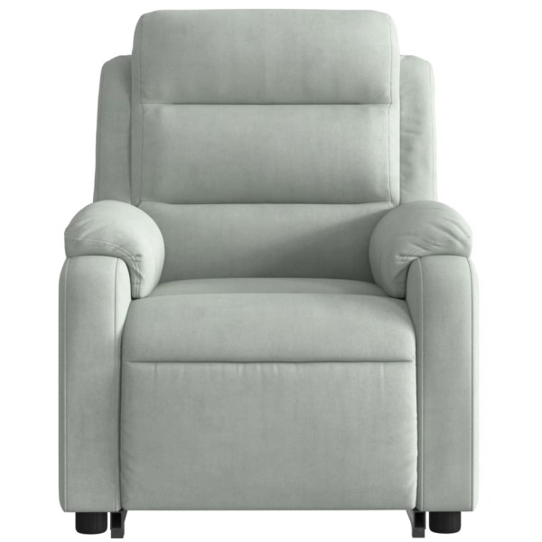 Sillón reclinable de masaje elevable terciopelo gris claro