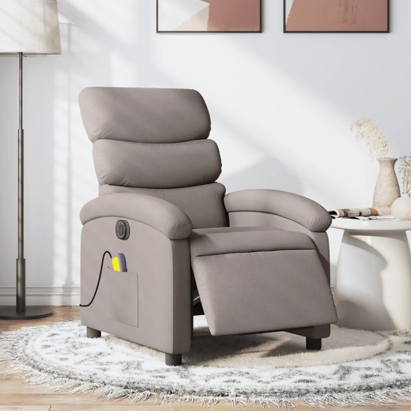 Sillón reclinable de masaje eléctrico tela gris taupe