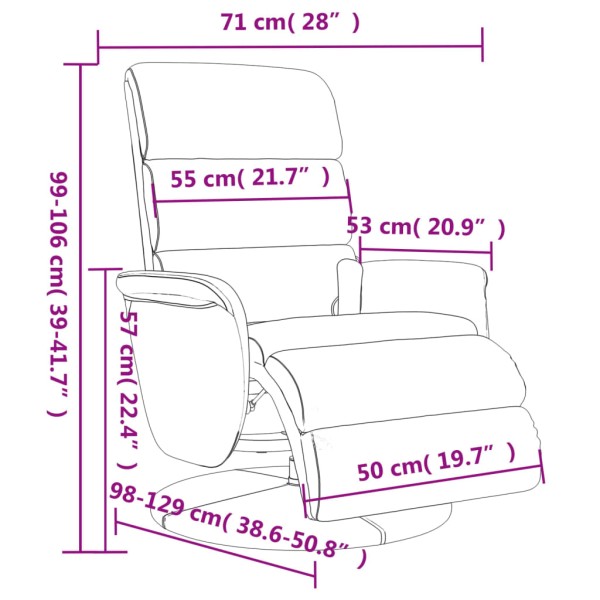 Sillón reclinable de masaje con reposapiés cuero sintético gris