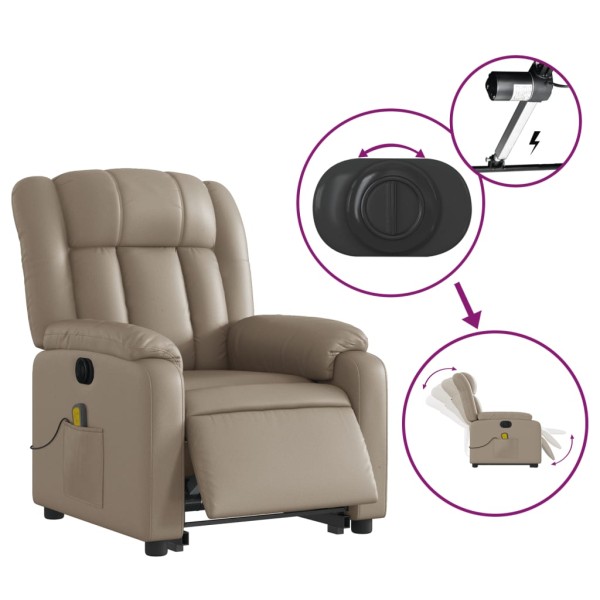 Sillón reclinable de masaje eléctrico cuero sintético capuchino