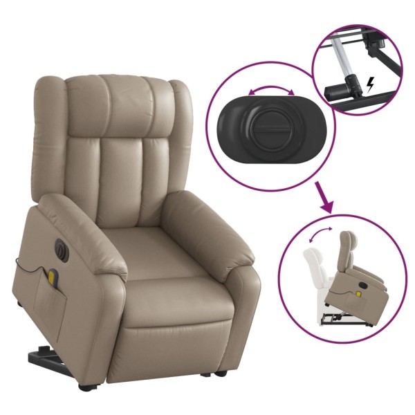 Sillón reclinable de masaje eléctrico cuero sintético capuchino