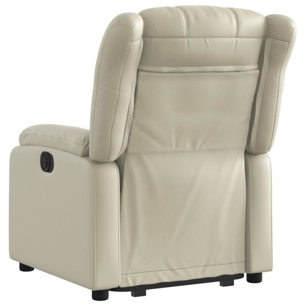 Sillón reclinable elevable eléctrico de cuero sintético crema