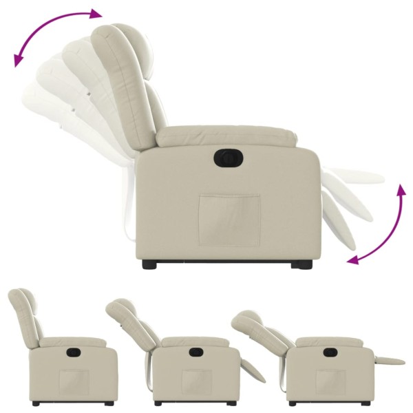 Sillón reclinable elevable eléctrico de cuero sintético crema