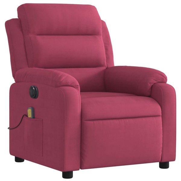 Sillón reclinable de masaje eléctrico terciopelo rojo tinto