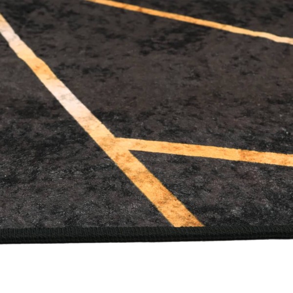 Alfombra lavable antideslizante negro y dorado 190x300 cm