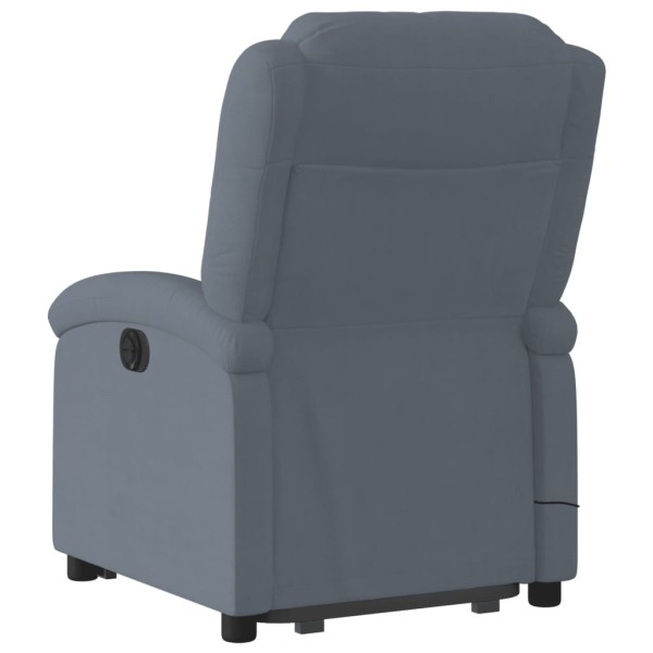 Sillón reclinable de masaje elevable terciopelo gris oscuro