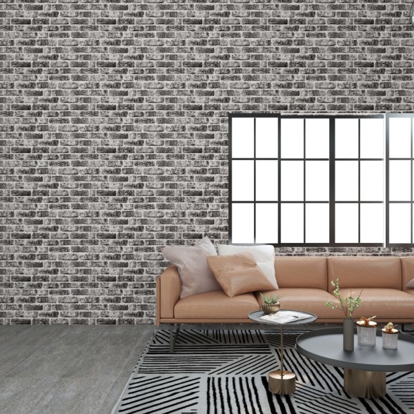 Paneles de pared 3D ladrillo gris oscuro y gris 11 pzas EPS