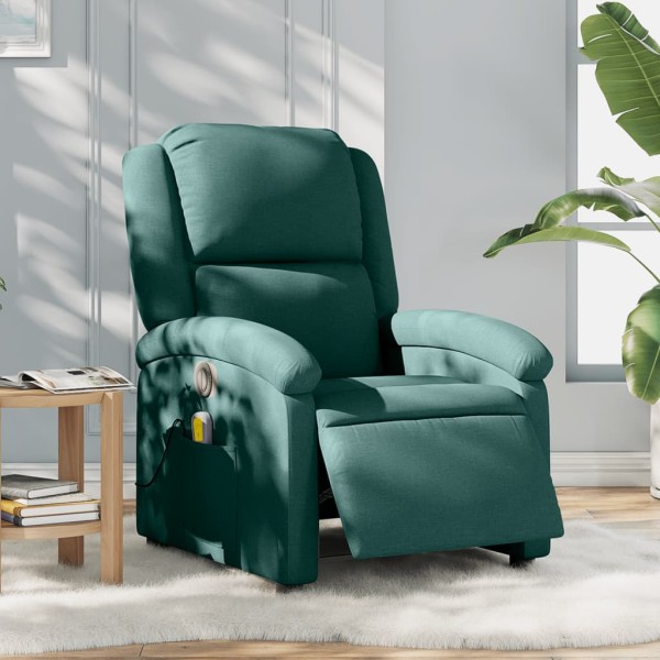 Sillón reclinable de masaje eléctrico tela verde oscuro