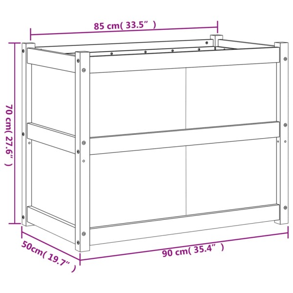 Jardinera de madera maciza de pino 90x50x70 cm