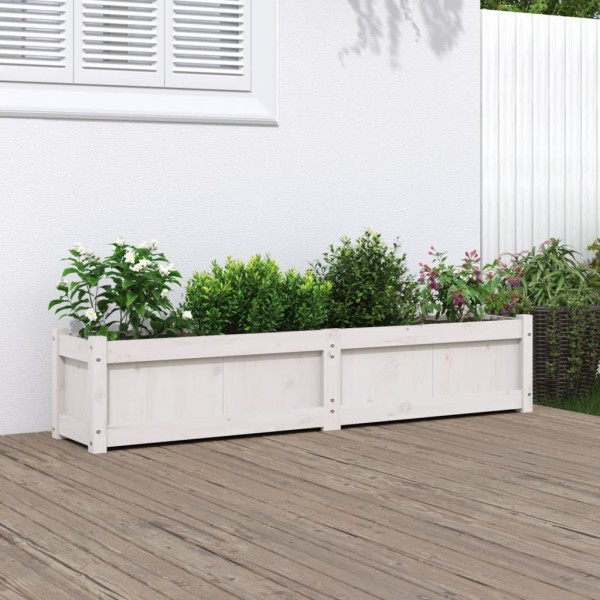 Jardinera de madera maciza de pino blanca 150x31x31 cm