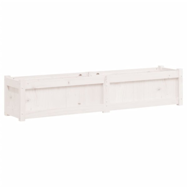 Jardinera de madera maciza de pino blanca 150x31x31 cm