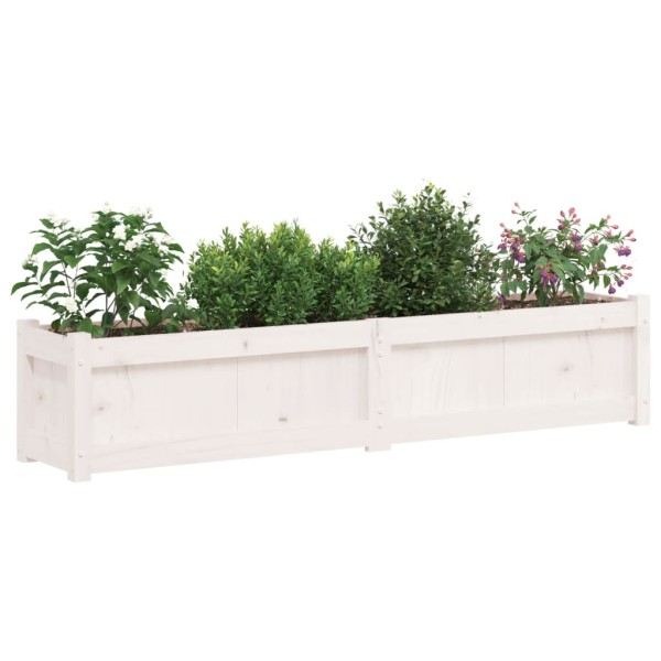 Jardinera de madera maciza de pino blanca 150x31x31 cm