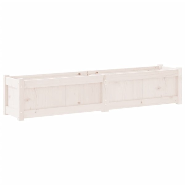 Jardinera de madera maciza de pino blanca 150x31x31 cm