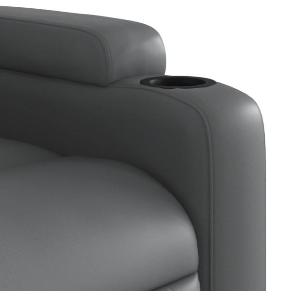 Sillón de masaje elevable eléctrico cuero sintético gris