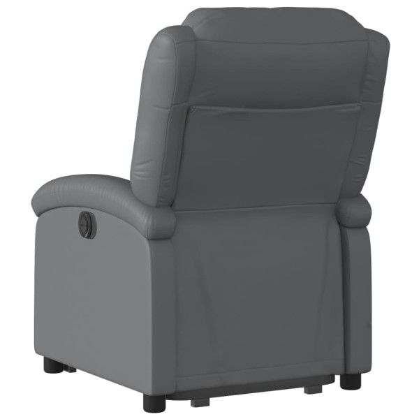 Sillón reclinable elevable eléctrico de cuero sintético gris