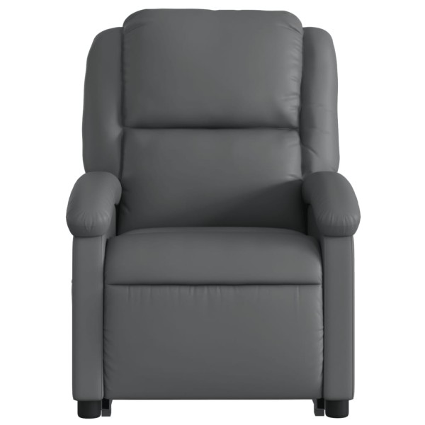 Sillón reclinable elevable eléctrico de cuero sintético gris