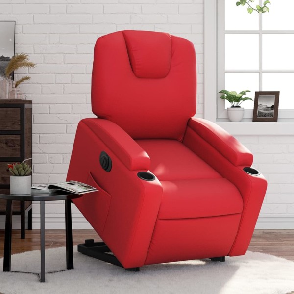 Sillón elevable eléctrico cuero artificial rojo