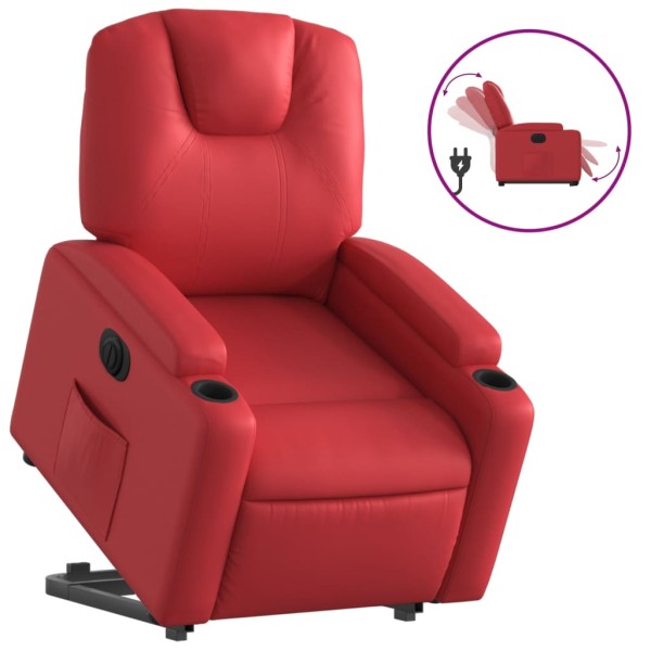 Sillón elevable eléctrico cuero artificial rojo