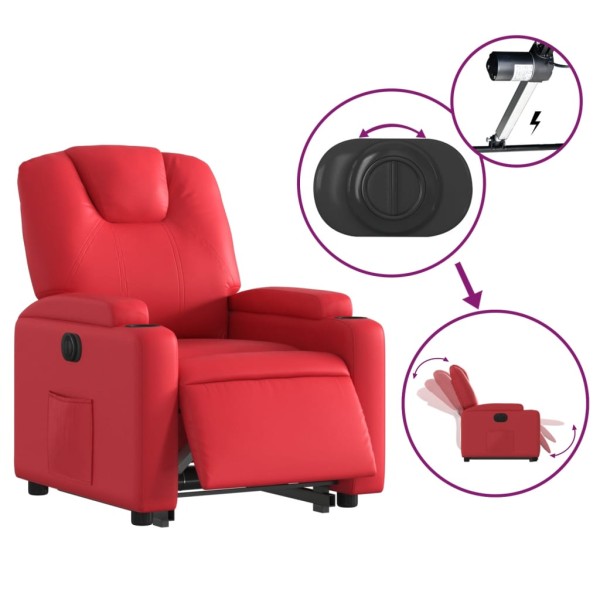 Sillón elevable eléctrico cuero artificial rojo