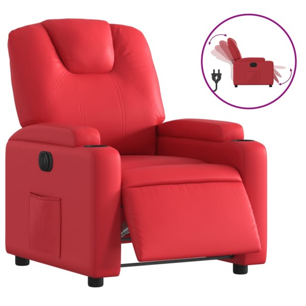 Sillón reclinable eléctrico de cuero sintético rojo