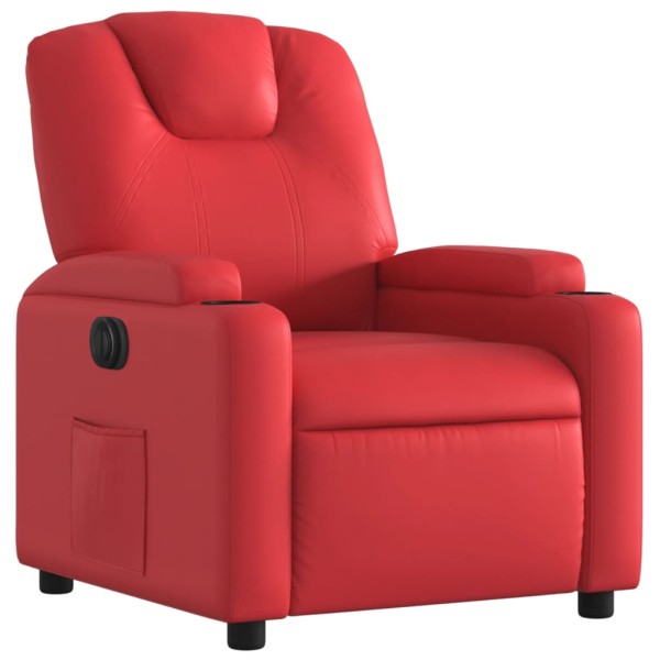 Sillón reclinable eléctrico de cuero sintético rojo