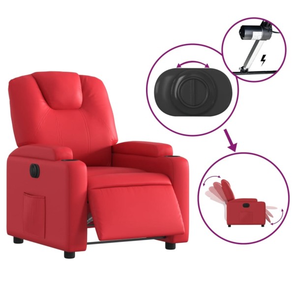 Sillón reclinable eléctrico de cuero sintético rojo