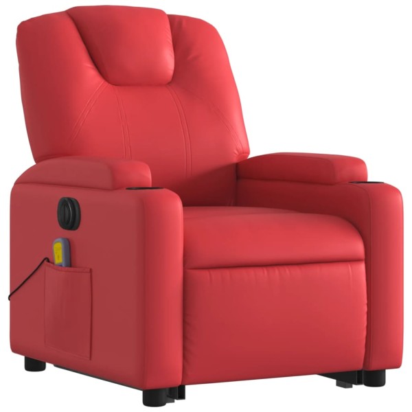 Sillón de majaje elevable eléctrico cuero artificial rojo