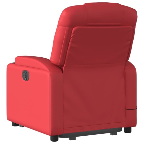 Sillón de majaje elevable eléctrico cuero artificial rojo