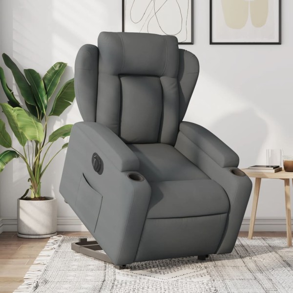 Sillón eléctrico reclinable elevable de tela gris oscuro