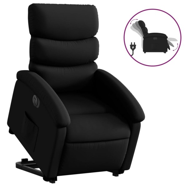 Sillón reclinable y elevable eléctrico cuero sintético negro