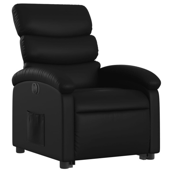 Sillón reclinable y elevable eléctrico cuero sintético negro