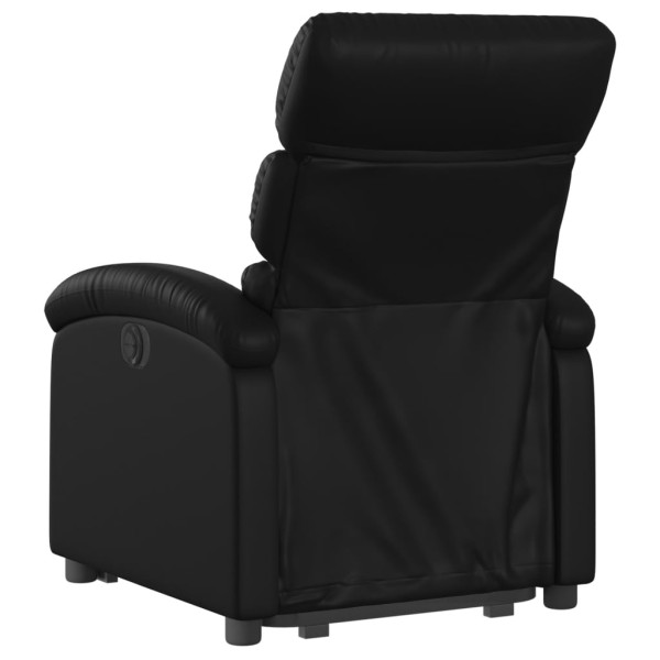 Sillón reclinable y elevable eléctrico cuero sintético negro