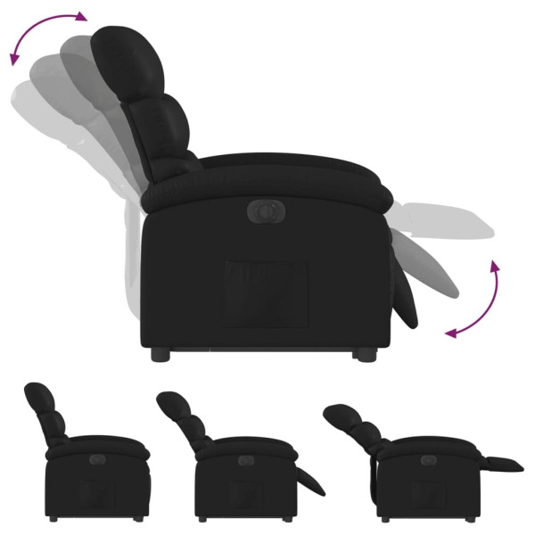 Sillón reclinable y elevable eléctrico cuero sintético negro