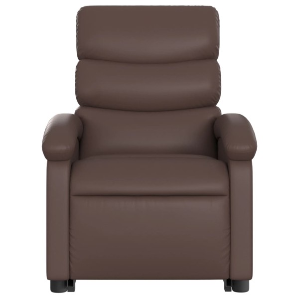 Sillón reclinable elevable eléctrico de cuero sintético marrón