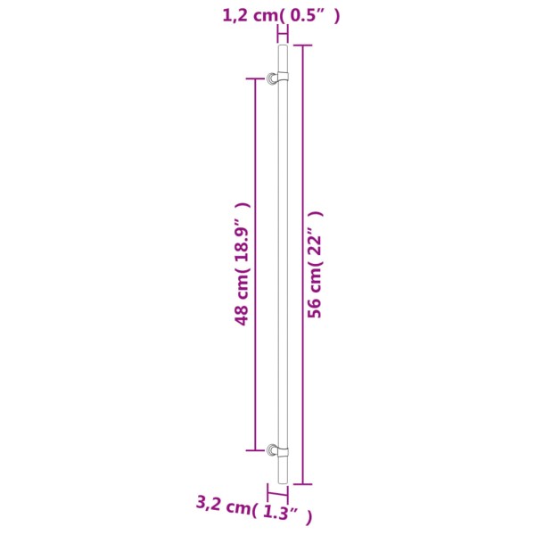 Tiradores para armarios 20 uds acero inoxidable negro 480 mm