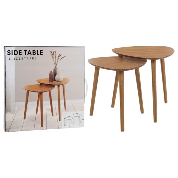 Home&Styling Juego de mesas auxiliares 2 piezas natural