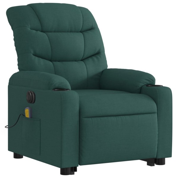 Sillón masaje eléctrico reclinable elevable tela verde oscuro