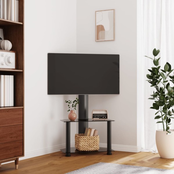 Mueble de TV de esquina 2 niveles para 32-70 pulgadas negro