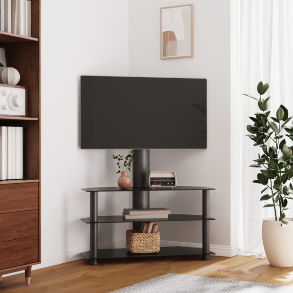 Mueble de TV de esquina 3 niveles para 32-70 pulgadas negro