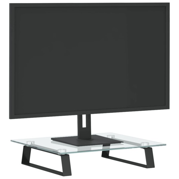 Soporte de monitor vidrio templado y metal negro 40x35x8 cm