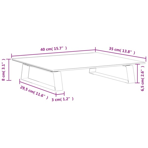 Soporte de monitor vidrio templado y metal negro 40x35x8 cm