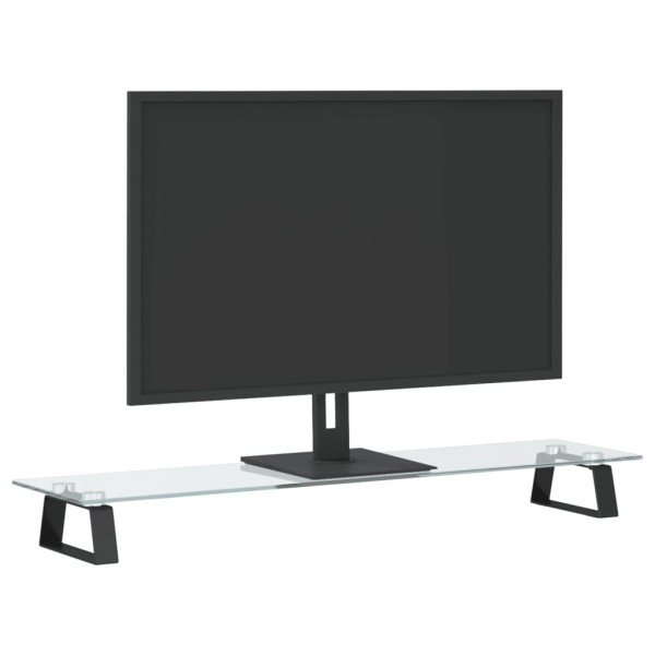 Soporte de monitor vidrio templado y metal negro 80x20x8 cm