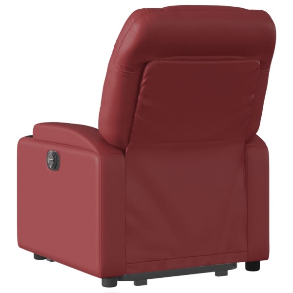 Sillón reclinable elevable cuero artificial rojo tinto