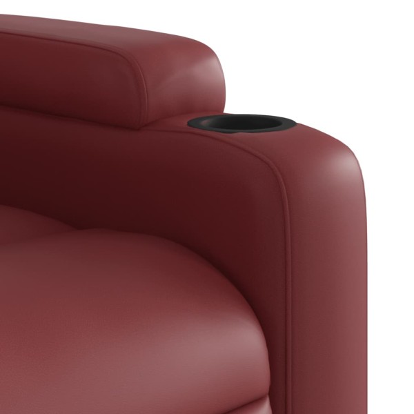 Sillón de masaje elevable eléctrico cuero artificial rojo tinto