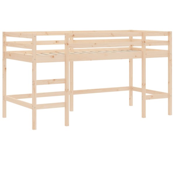 Cama alta para niños con cortinas madera pino rosa 90x190 cm