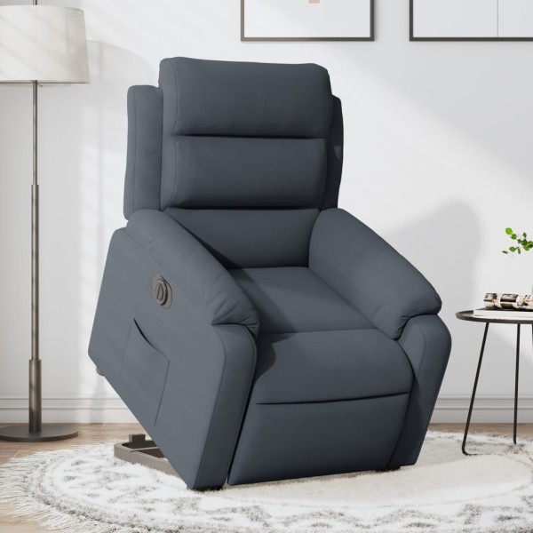 Sillón eléctrico reclinable elevable de terciopelo gris oscuro