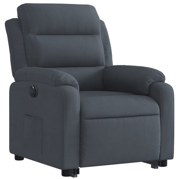 Sillón eléctrico reclinable elevable de terciopelo gris oscuro