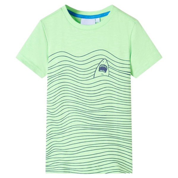 Camiseta para niños con estampado de tiburón verde neón 140